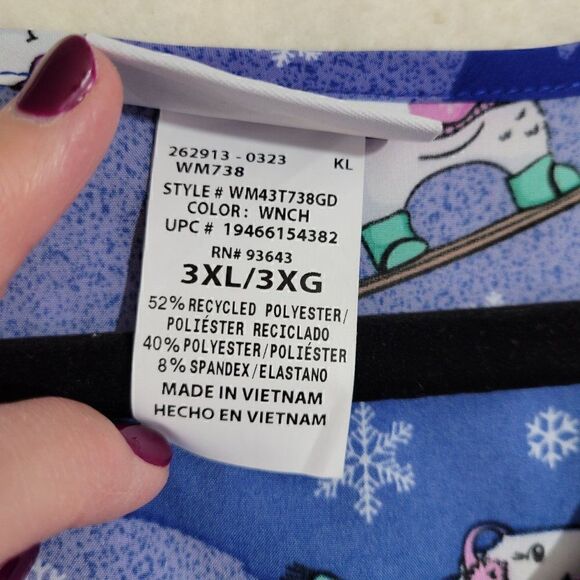 Scrubstar Scrub Top Womens 3X 3XL Blue Stretch Medical Nurse Vet CNA Dental NEW - Picture 10 of 12